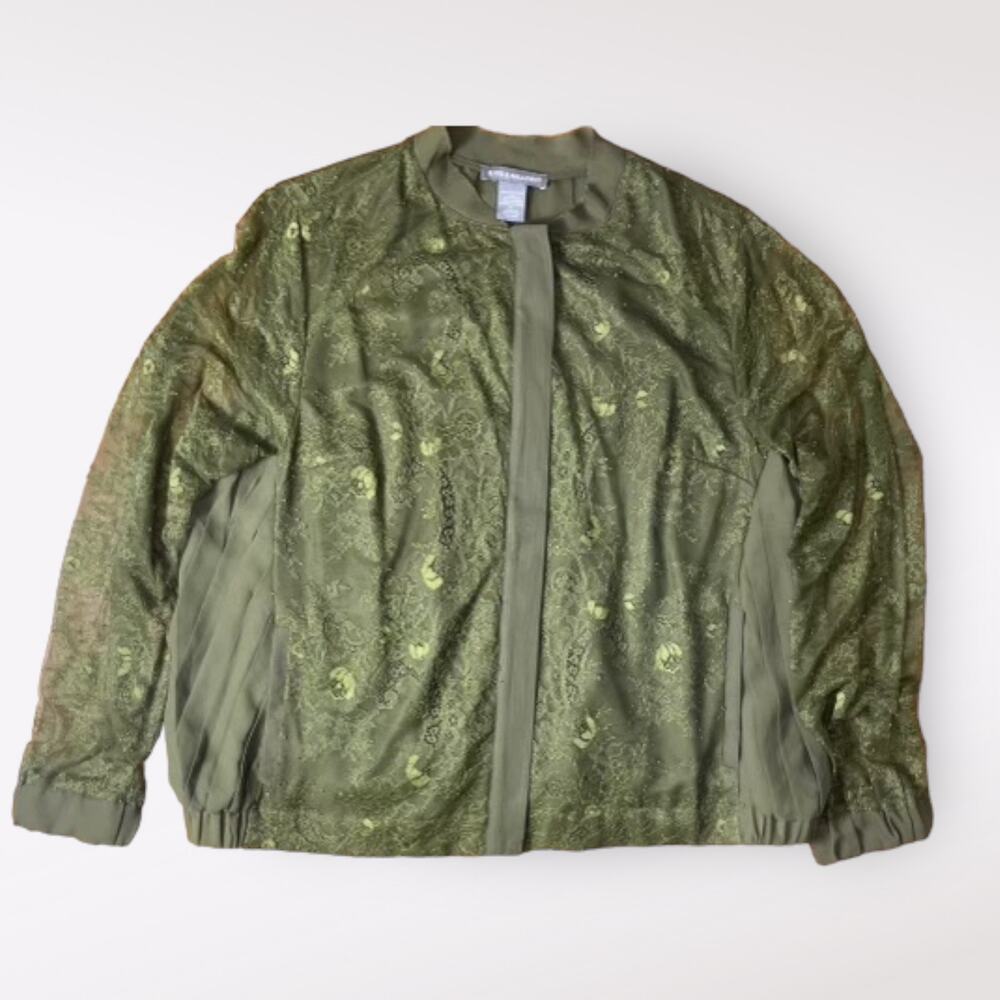 Kate & Mallory Green Lace Zip Bomber Jacket Size XL